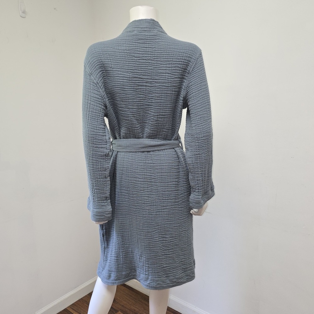 Boll & Branch Dream Robe M 100% Organic Cotton Mineral Unisex Pockets Lounge - Picture 2 of 10